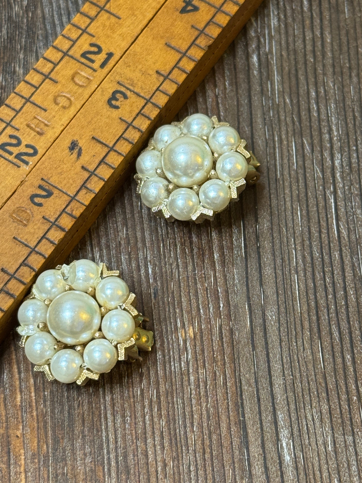 1960s Kramer Clip Earrings with Faux Pearls