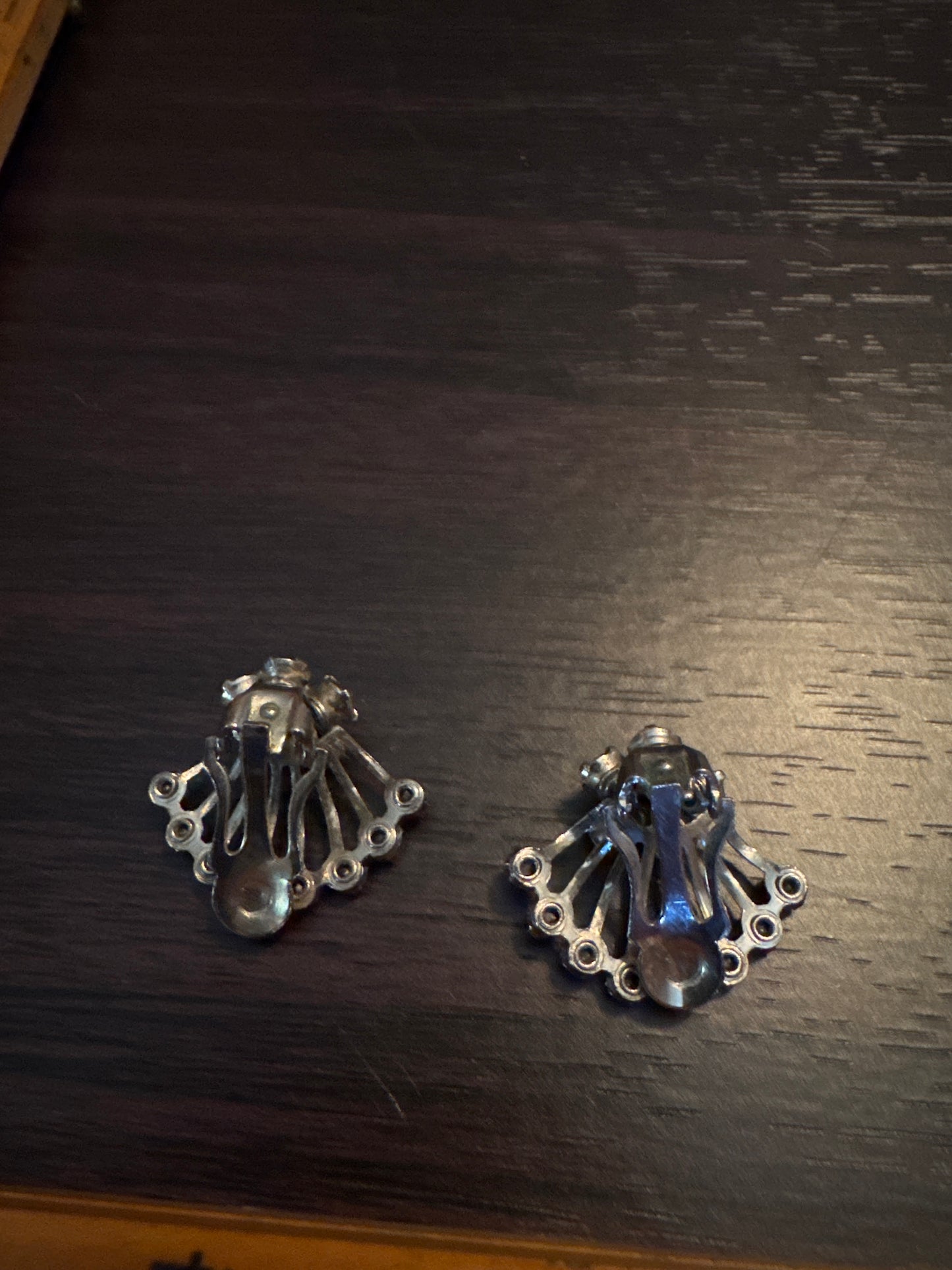Matching Vintage Clear Rhinestone Fan Brooches - Sparkling Pair Set