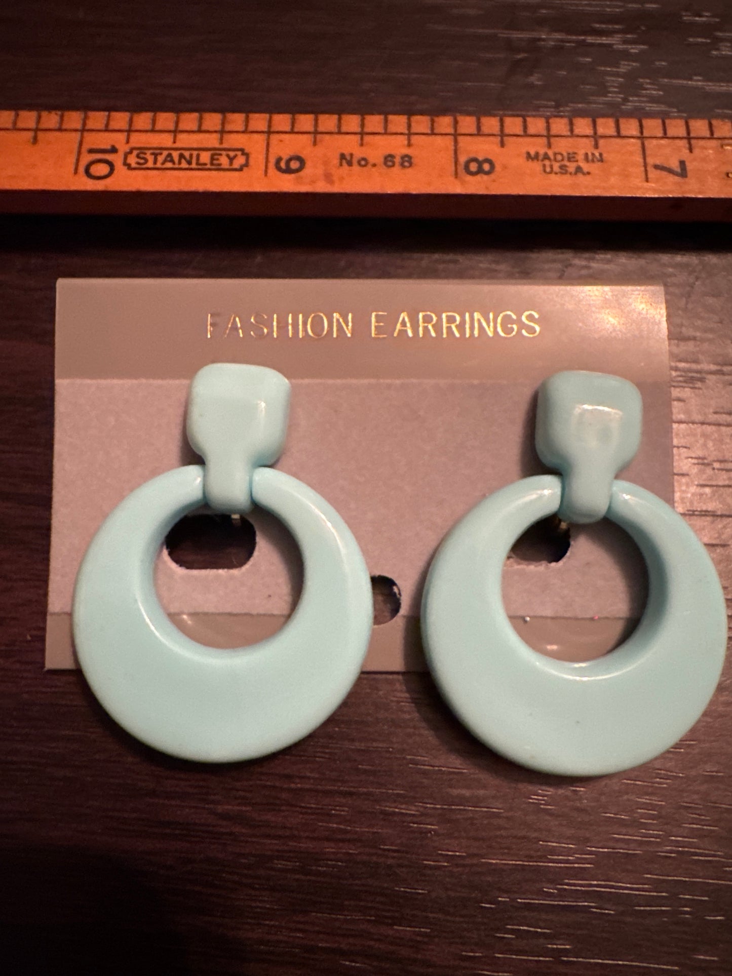 Vintage 80s Turquoise Lucite Hoop Earrings