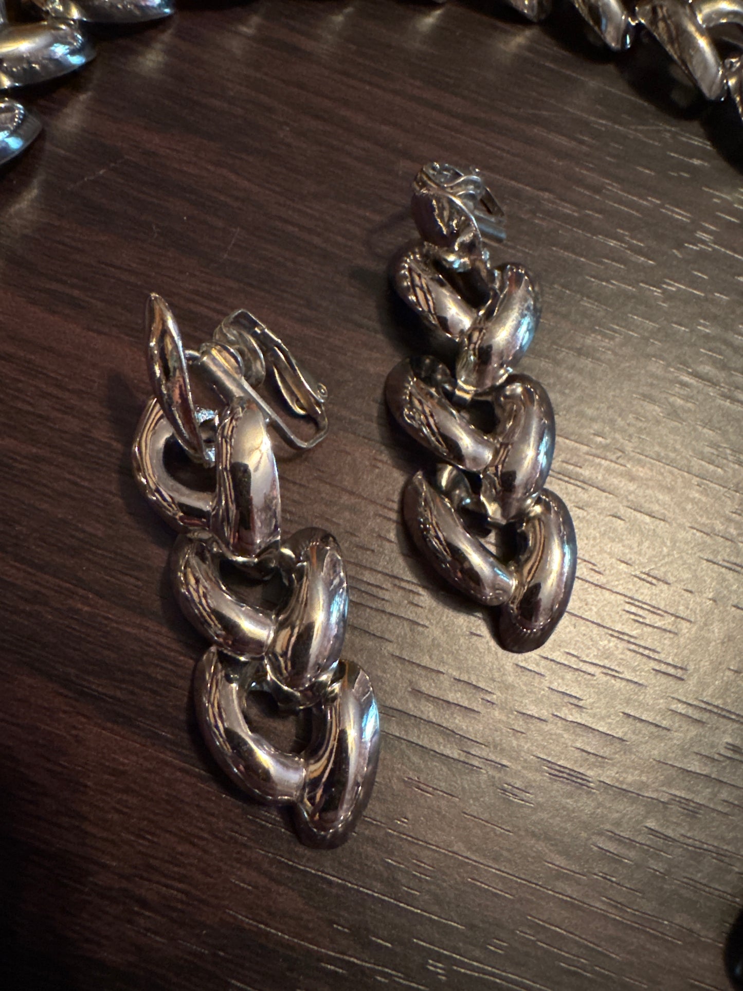 Vintage silver toned necklace, matching earrings