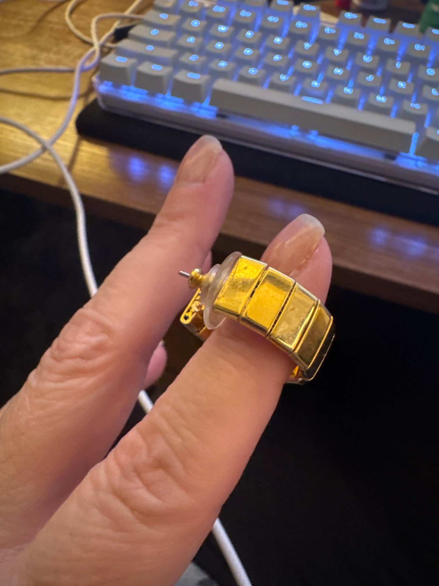 Vintage Gold-Tone Hinged Hoop Earrings