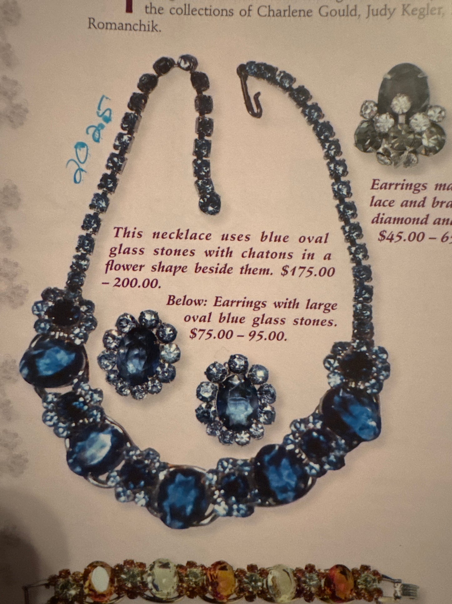 Vintage Juliana (DeLizza & Elster) Blue Rhinestone Necklace | Book Piece | 1960s Designer Costume Jewelry