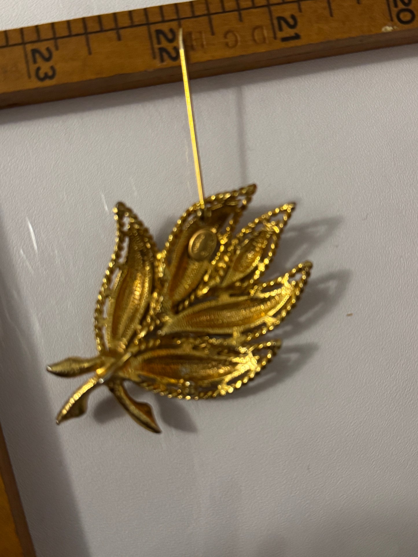 Vintage Hattie Carnegie Gold-Tone Leaf Brooch with Pavé Rhinestones | Mid-Century Designer Costume Pin
