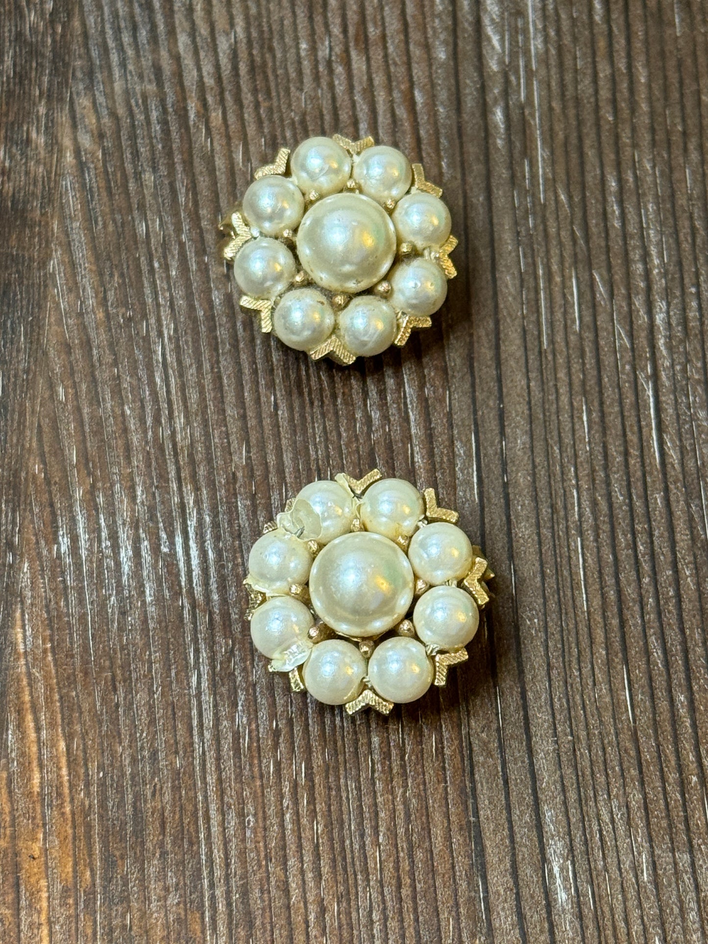 1960s Kramer Clip Earrings with Faux Pearls