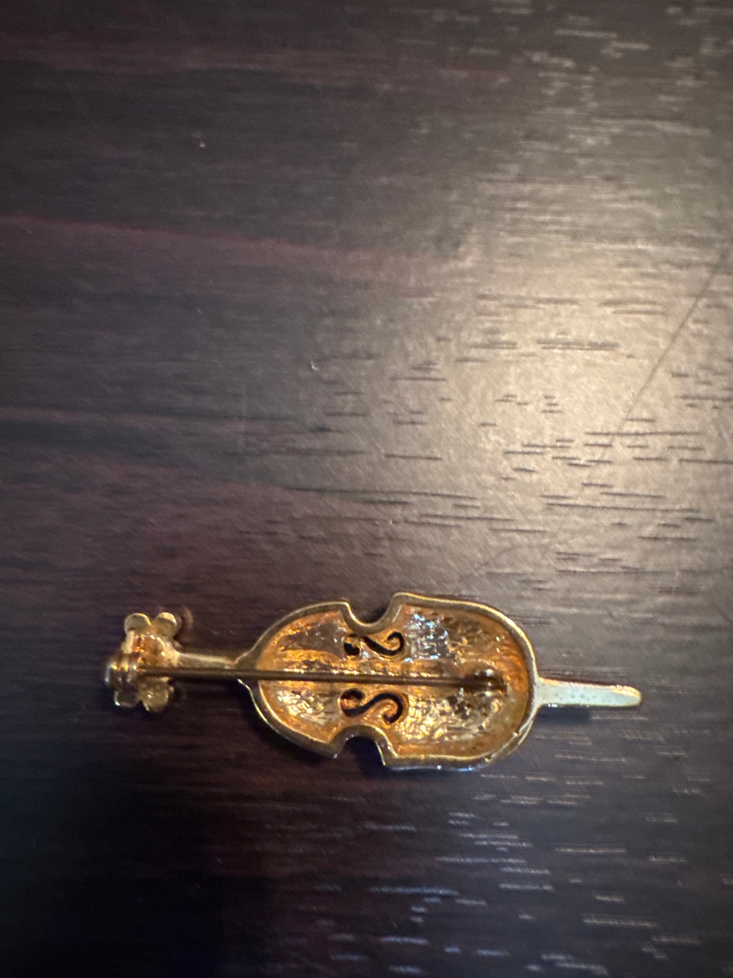 Vintage Rhinestone Violin Brooch - Musical Magic Pin