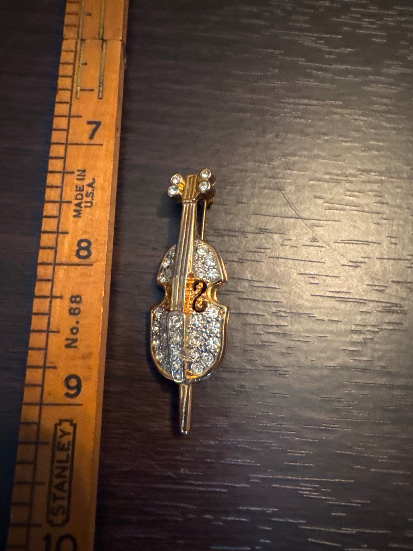 Vintage Rhinestone Violin Brooch - Musical Magic Pin