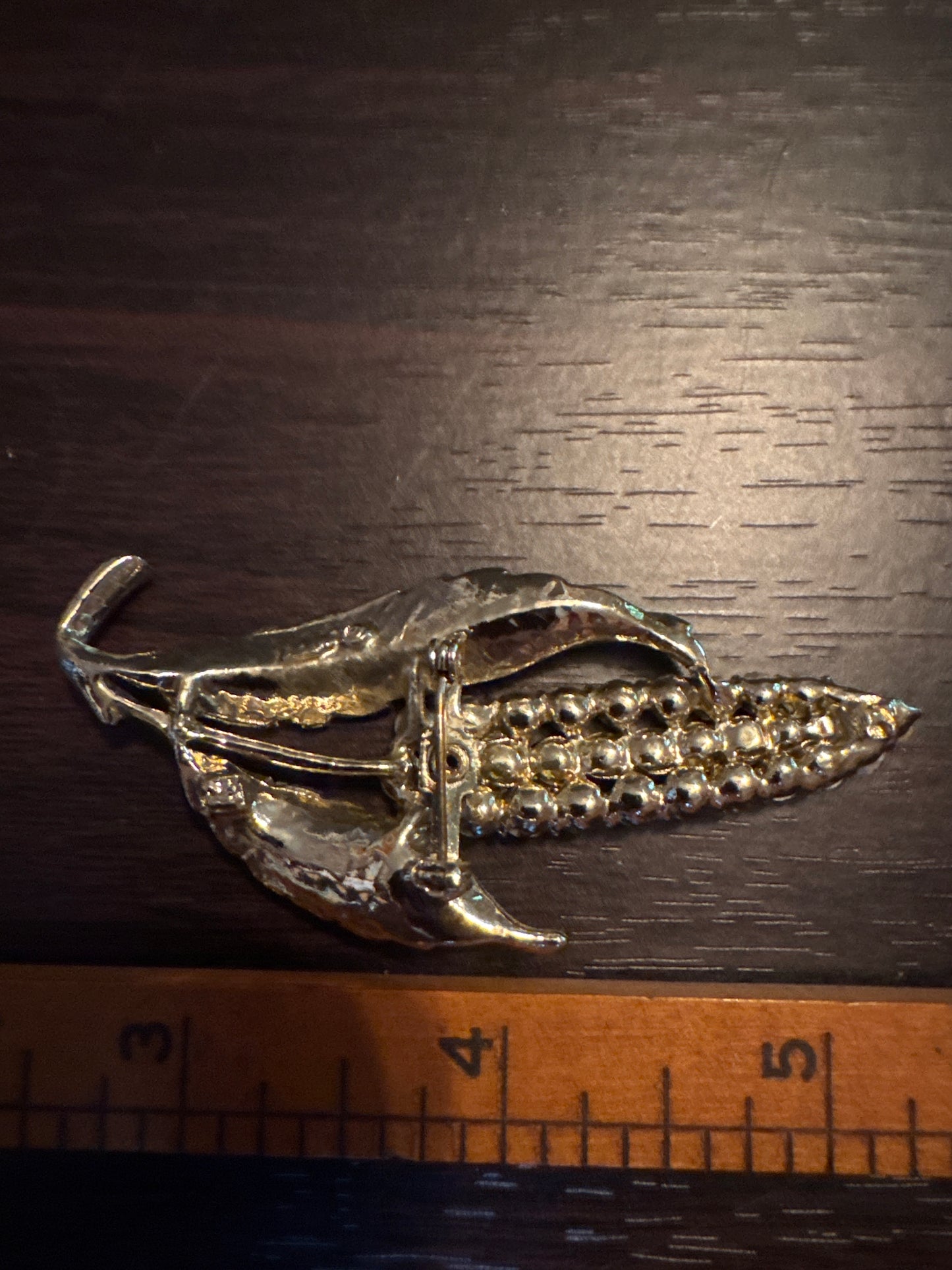 Vintage Gold Rhinestone Wheat Brooch - Harvest Elegance Pin