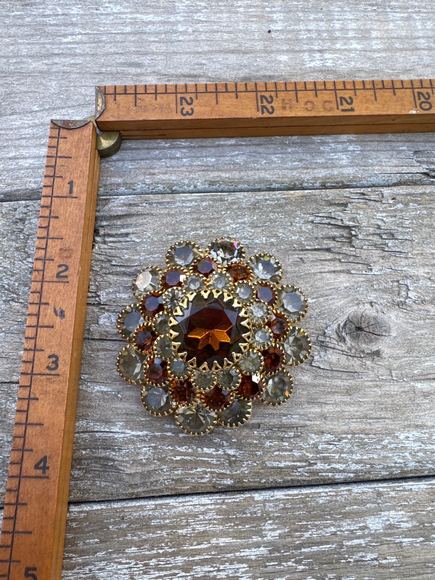 Vintage Smoky Topaz Flower Brooch - Judy Lee Garden Pin