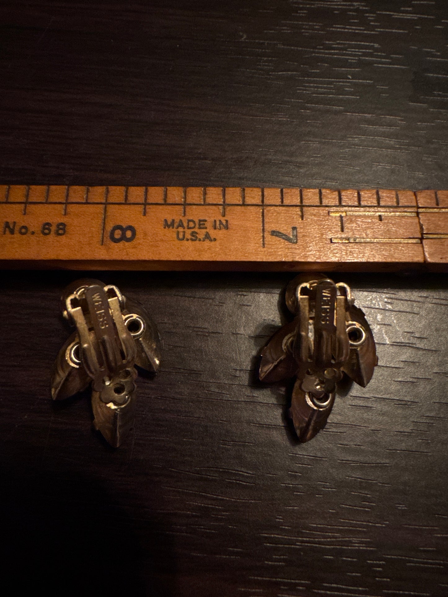 Vintage Weiss Black Glass Marquise Clip Earrings