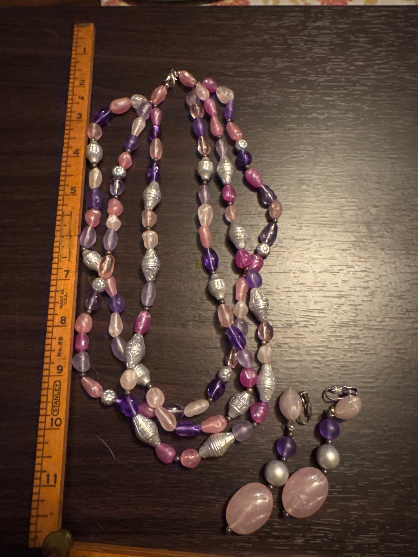 Triple Strand Necklace + Earrings