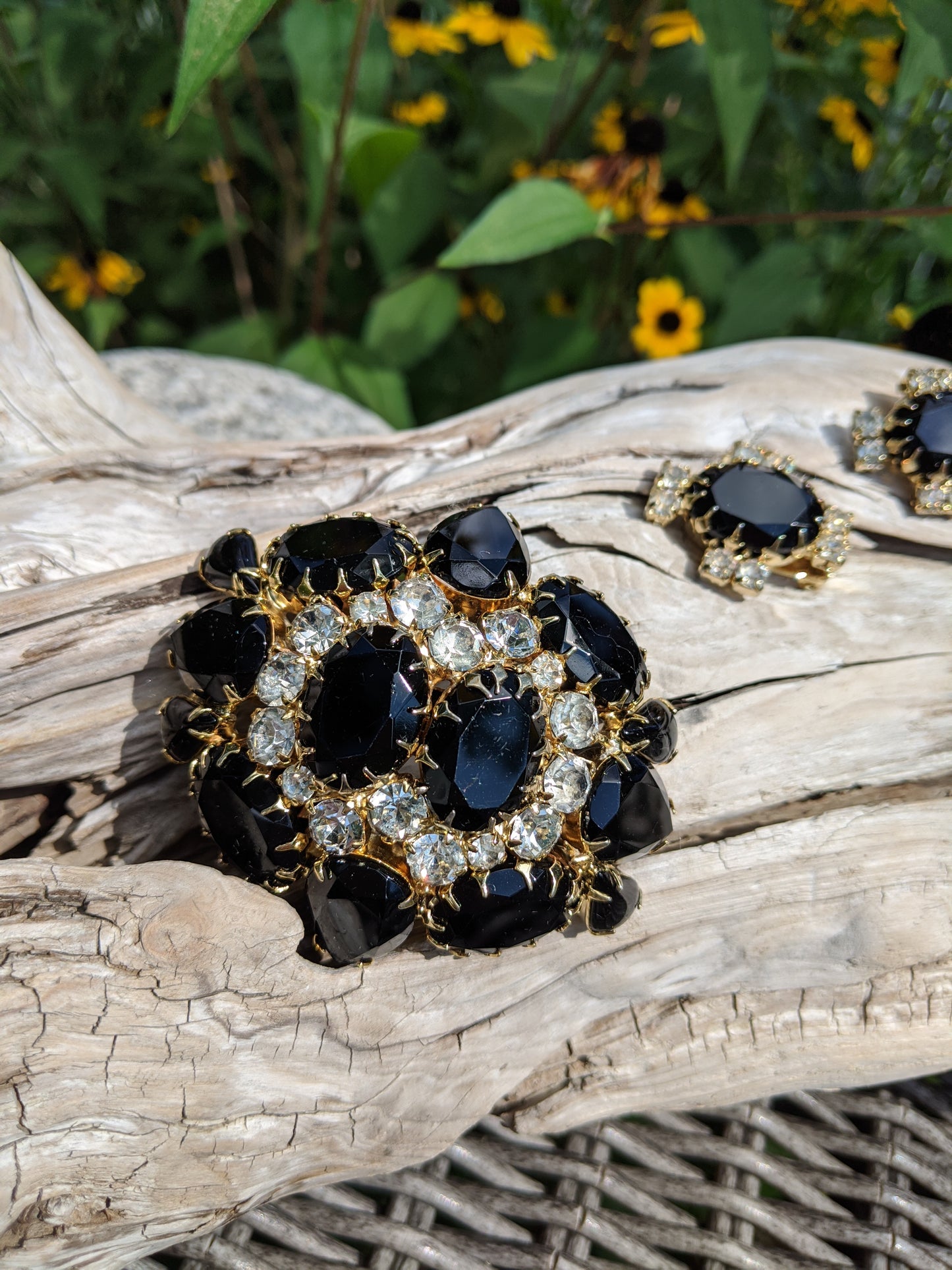 GORGEOUS Black and Clear Rhinestone Duo