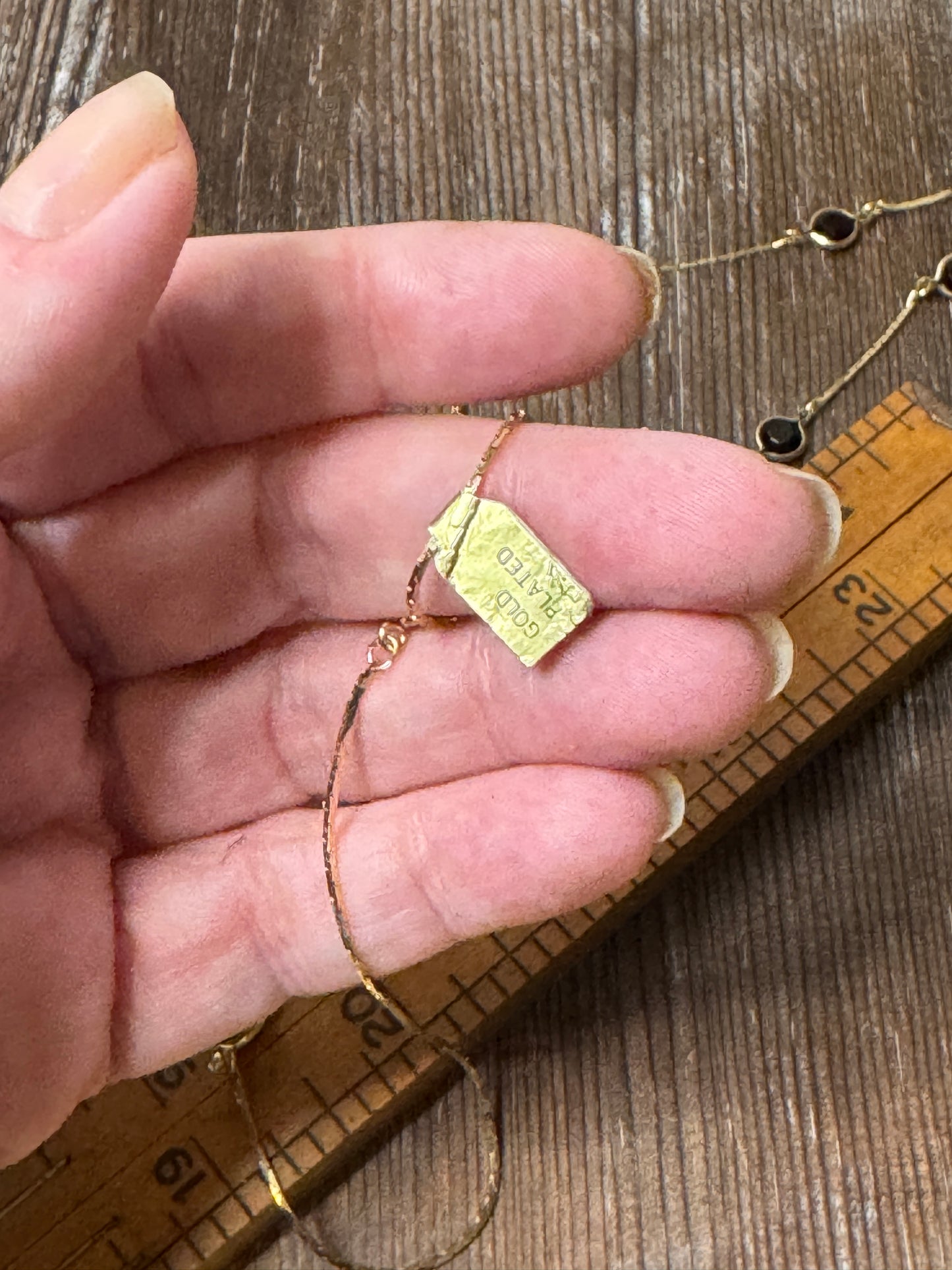80s Gold Plated Necklace with Elegant Black Accents