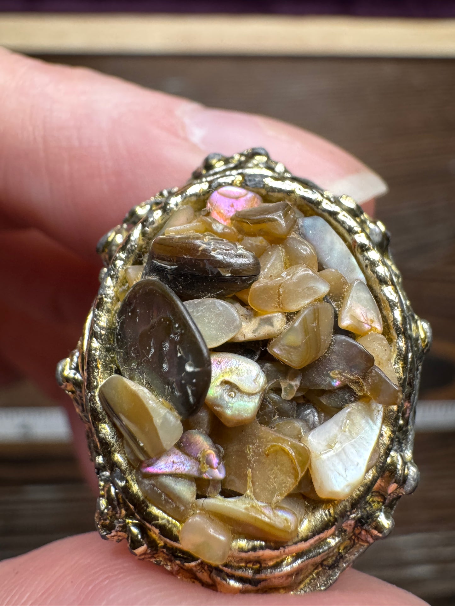 Vintage Confetti Lucite Brooch Earring Set Silver Tone Clip On Earrings