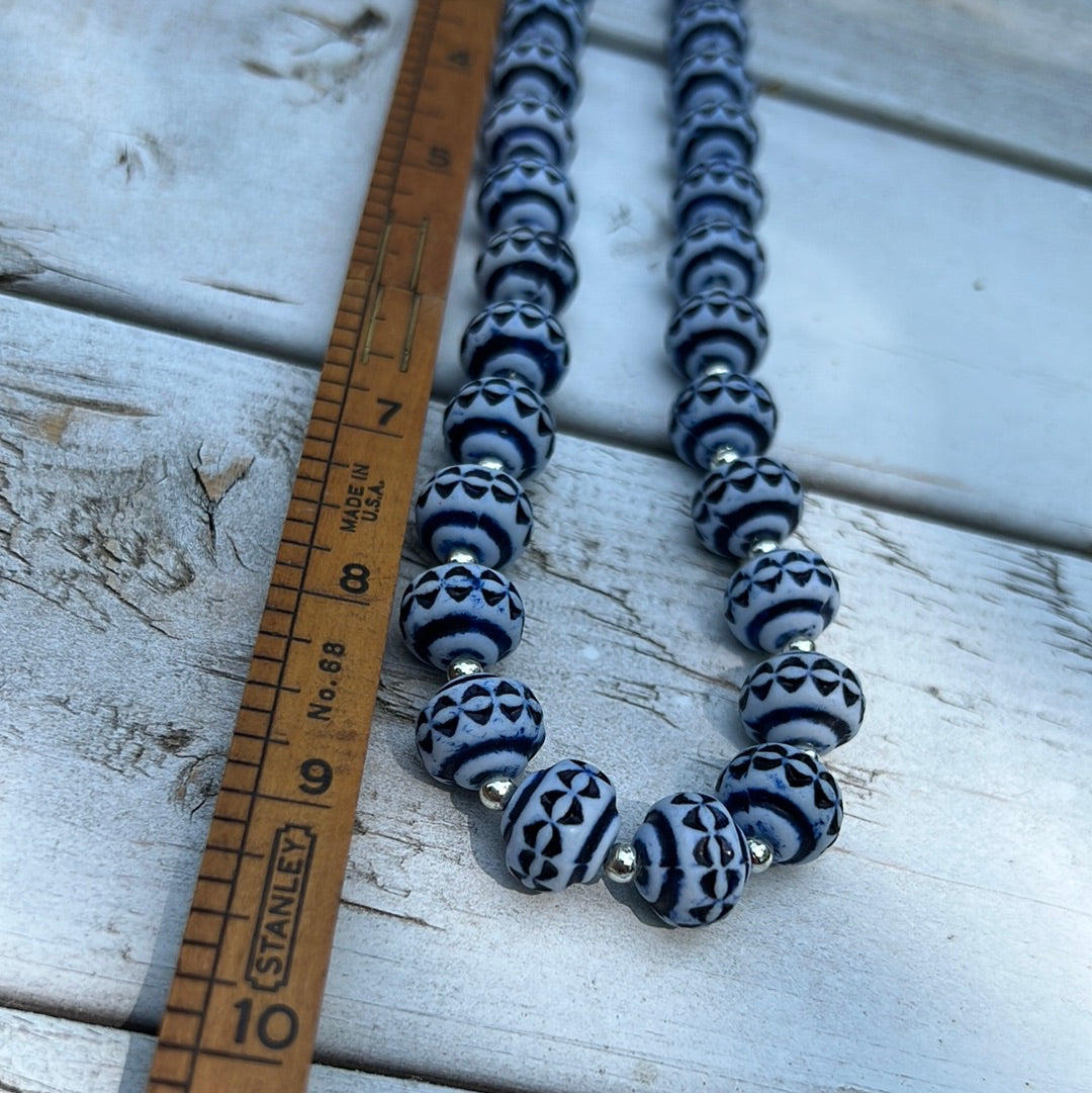 Vintage Navy Necklace / Earring Set