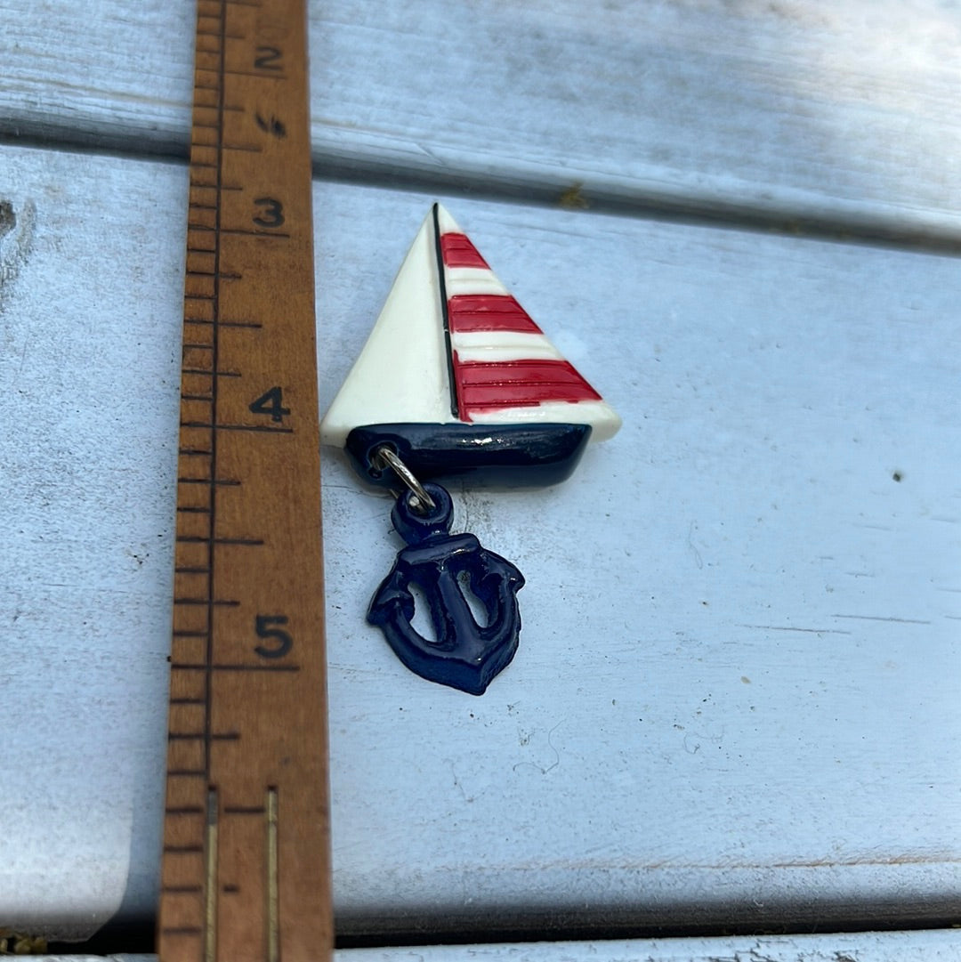 Vintage Sailboat Anchor Brooch