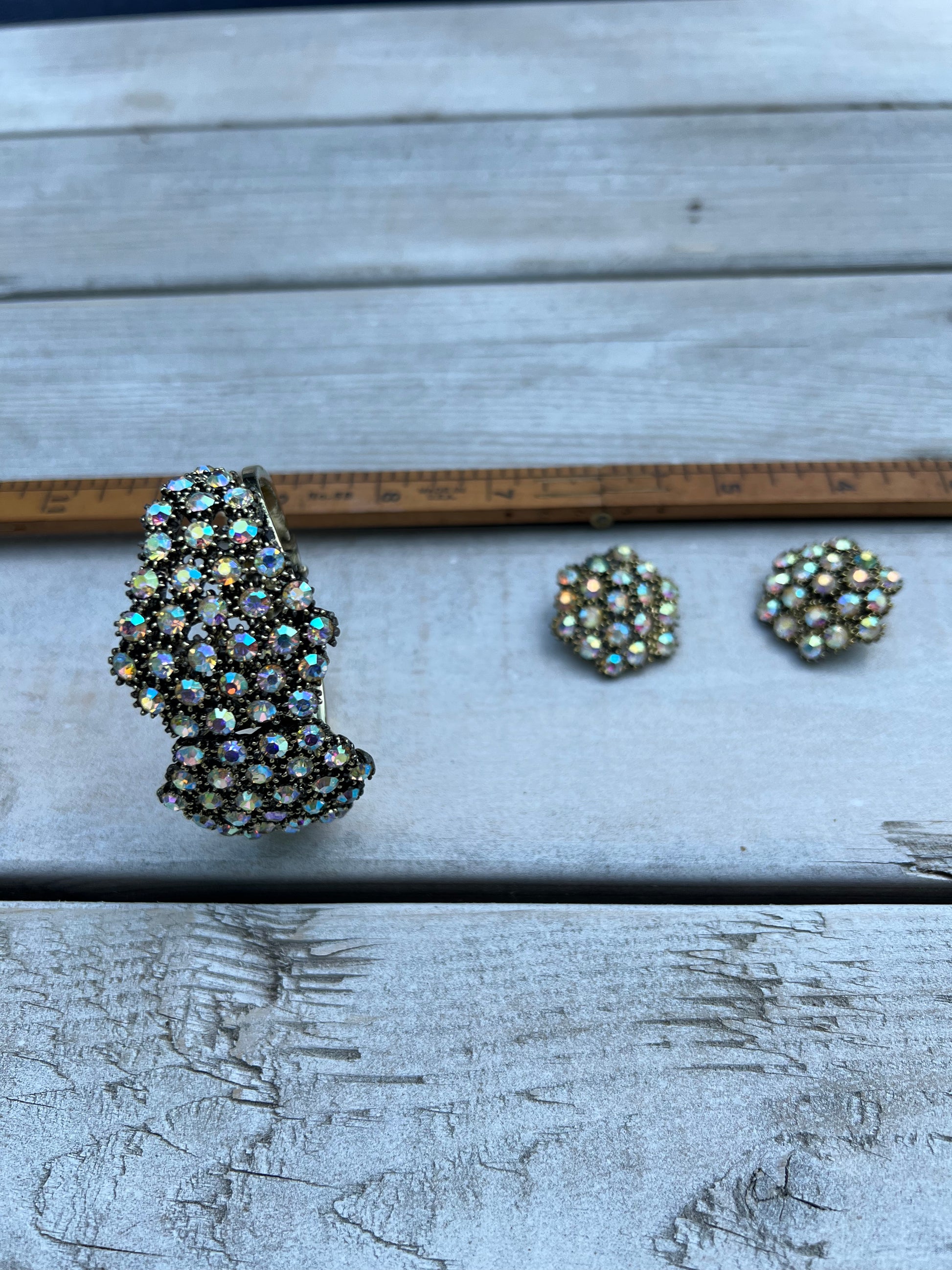 Vintage Clamper Bracelet + Earrings