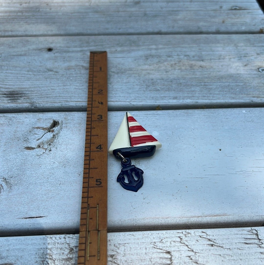 Vintage Sailboat Anchor Brooch - Dirty30 Vintage