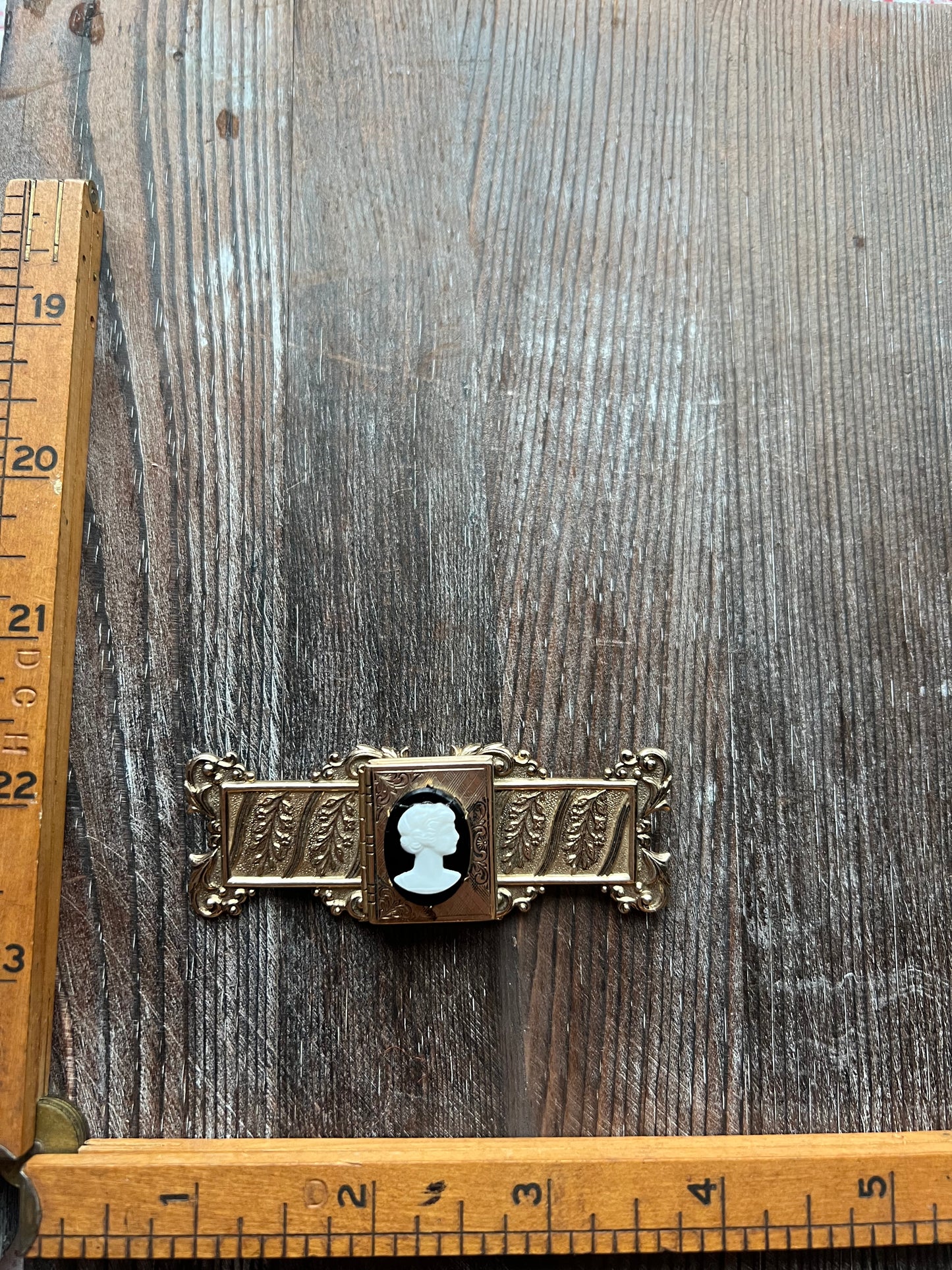 Art Nouveau Cameo Locket Brooch