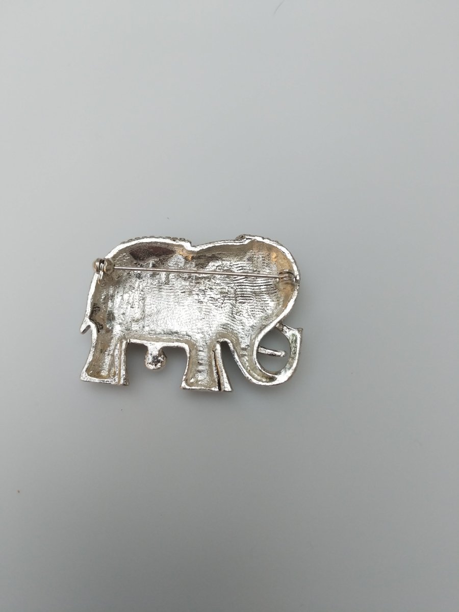 Aura Borealis Accented Elephant Brooch - Dirty30 Vintage