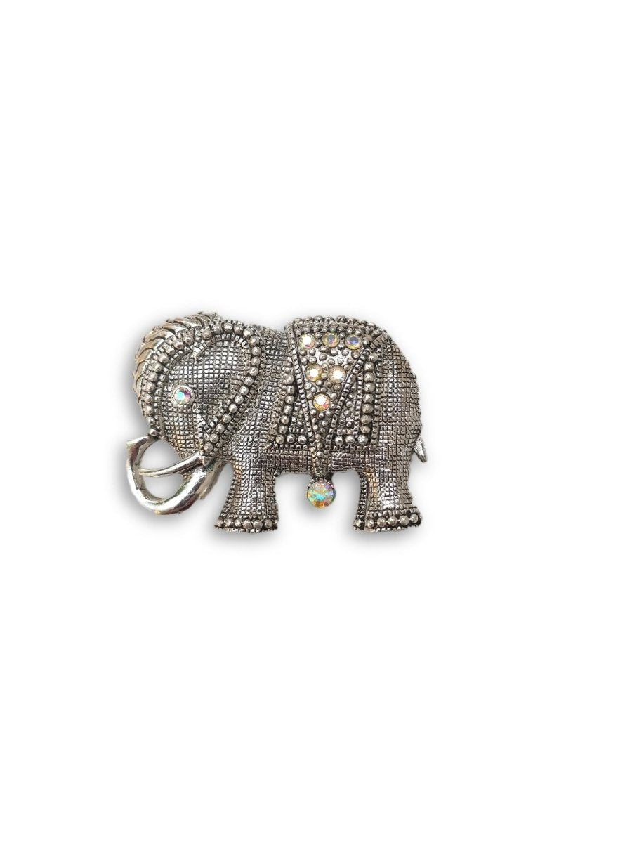 Aura Borealis Accented Elephant Brooch - Dirty30 Vintage