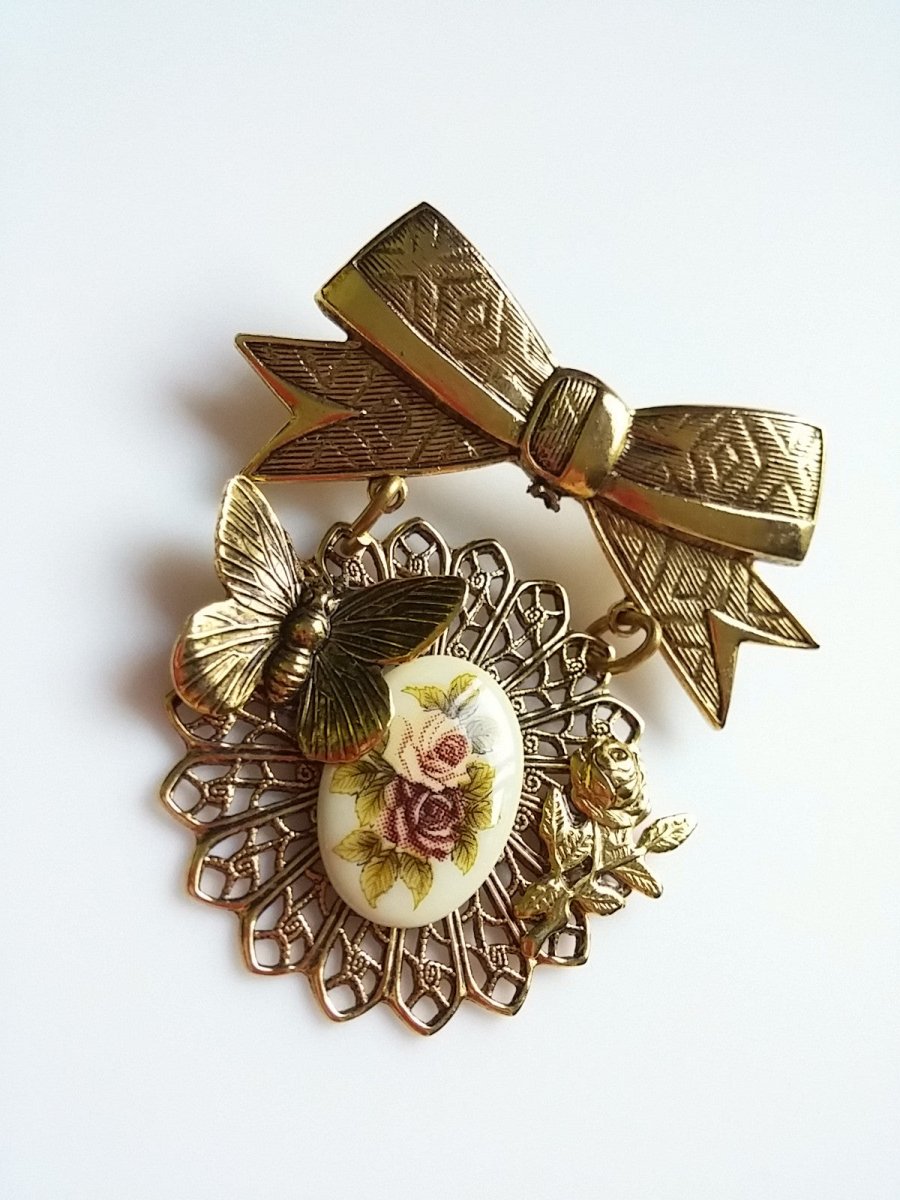 Bow and Butterfly Dangle Brooch - Dirty30 Vintage