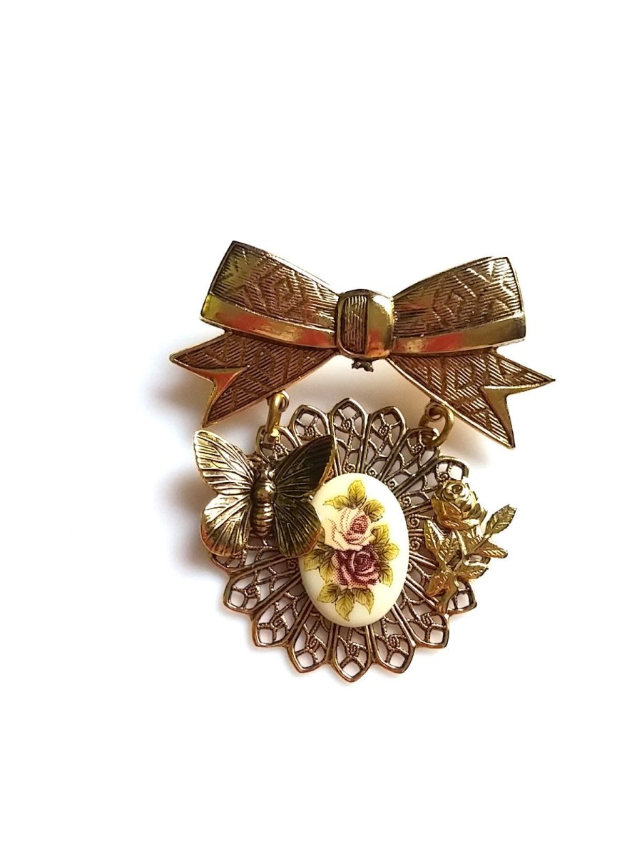 Bow and Butterfly Dangle Brooch - Dirty30 Vintage