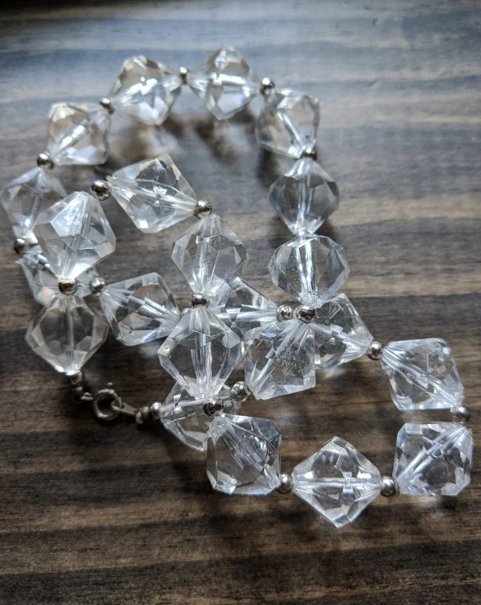 Clear Beaded Necklace - Dirty30 Vintage