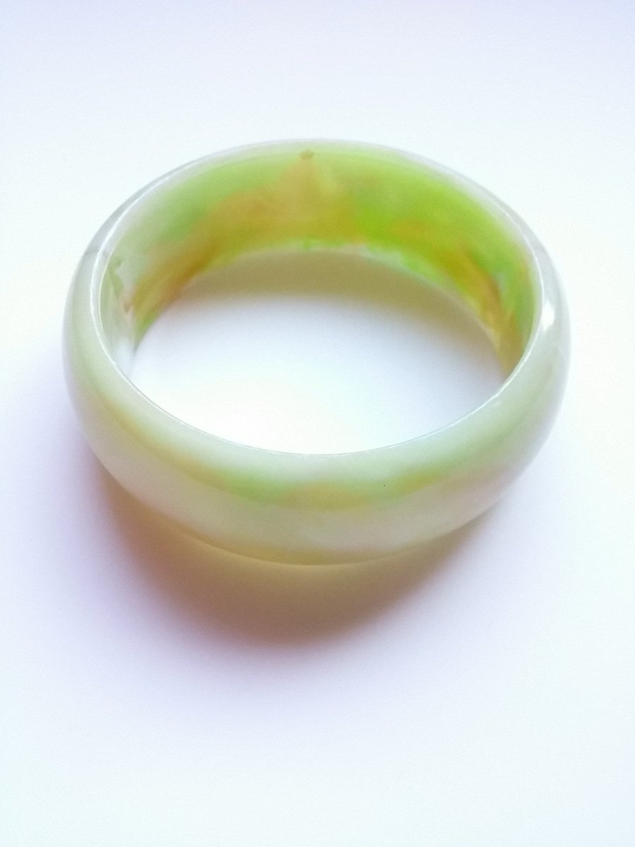 Green Tan Marble Plastic Bangle - Dirty30 Vintage