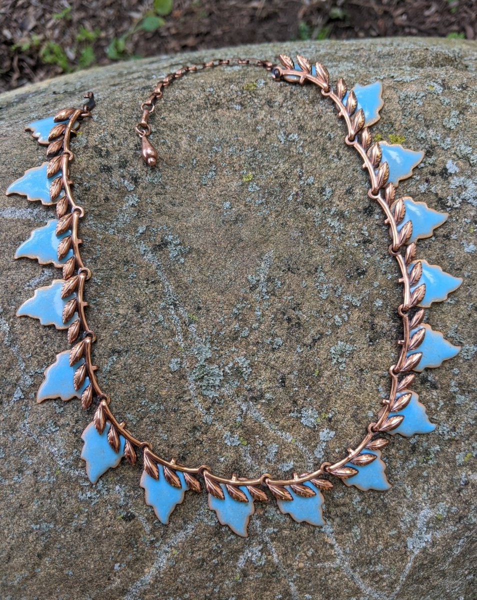 Matisse Blue + Copper Leaf Necklace - Dirty30 Vintage