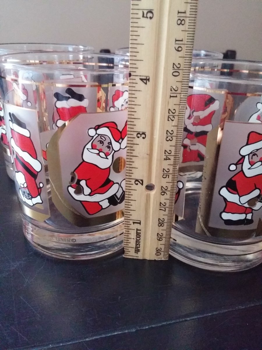 Set of 4 CULVER Santa JOY Gale Litvak Design Christmas Holiday Cocktail Old Fashion Glasses - Dirty30 Vintage