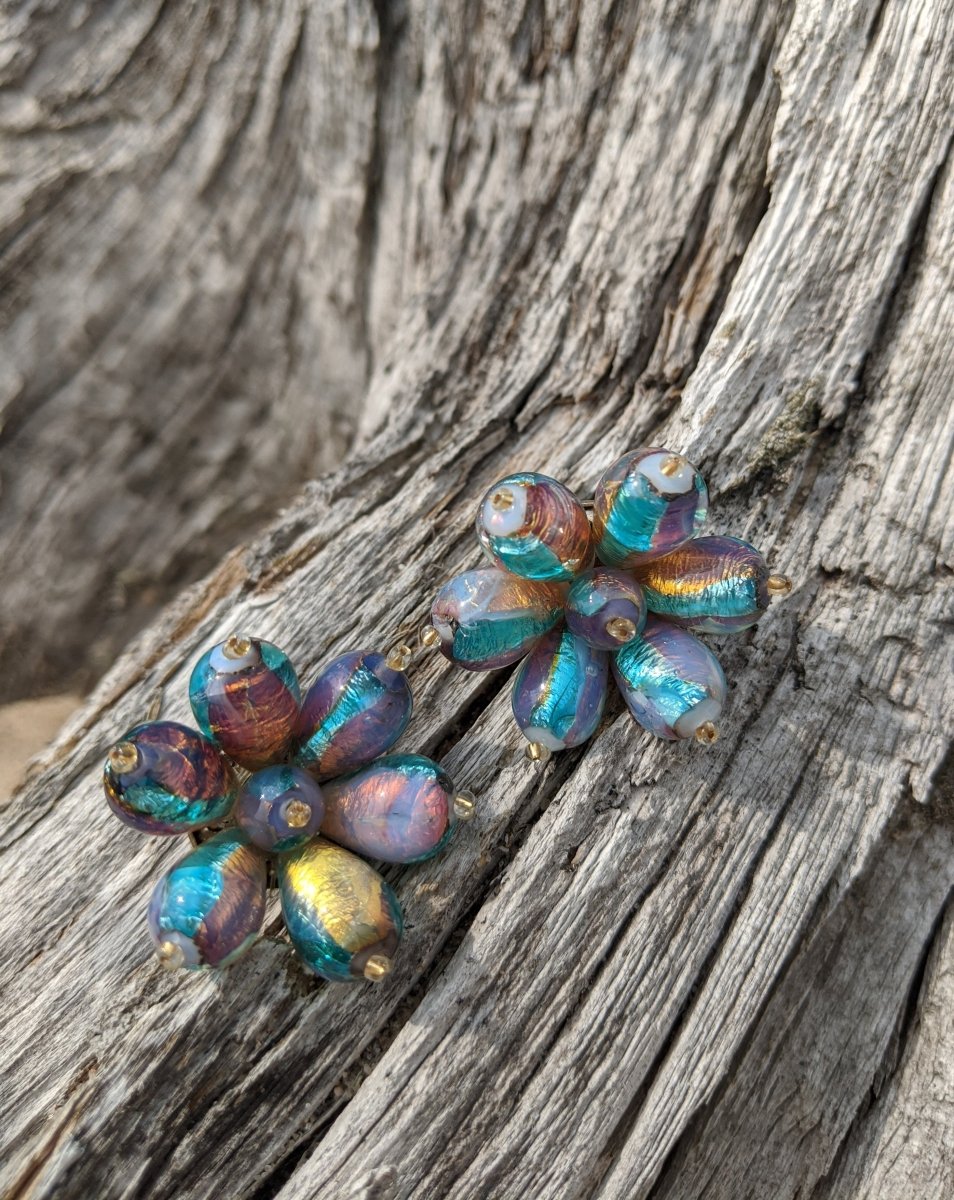 Venetian Foil Art Glass Earrings - Dirty30 Vintage