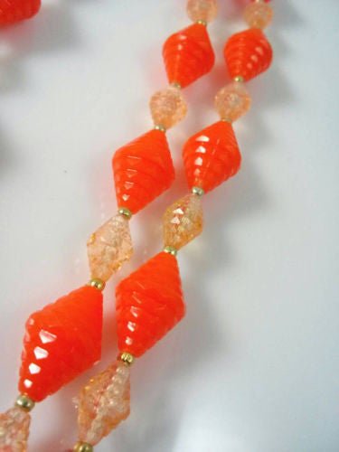 Vintage 50s 60s Hong Kong Demi Parure Double Strand Necklace & Earring Set - Dirty30 Vintage
