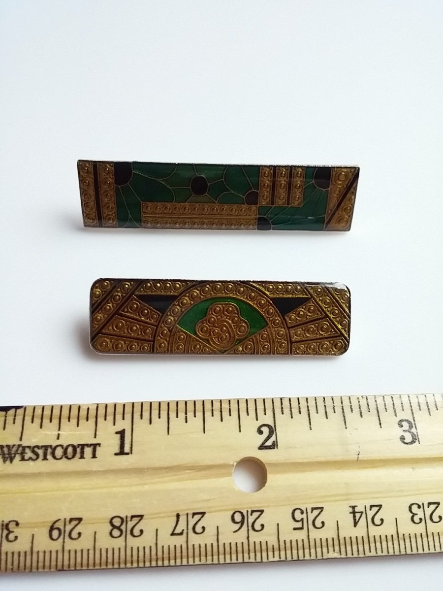 Vintage Art Deco Style Bar Brooch Duo - Dirty30 Vintage