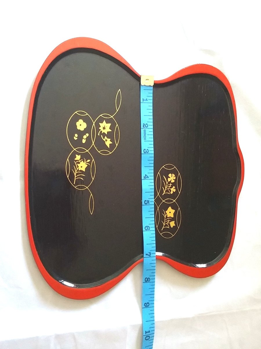 Vintage Black & Red Japanese Serving Display Tray Gold Ornamental Modern Design - Dirty30 Vintage
