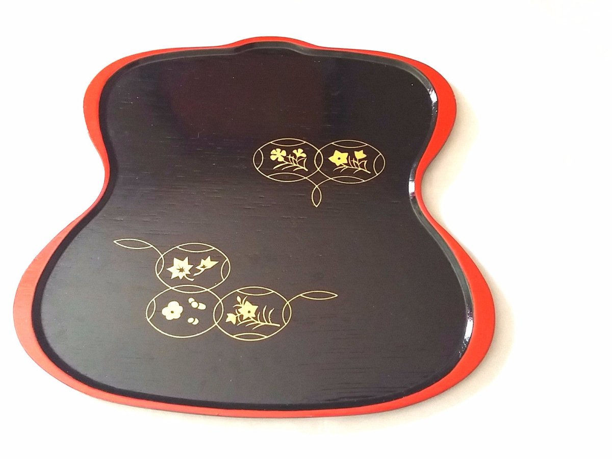 Vintage Black & Red Japanese Serving Display Tray Gold Ornamental Modern Design - Dirty30 Vintage
