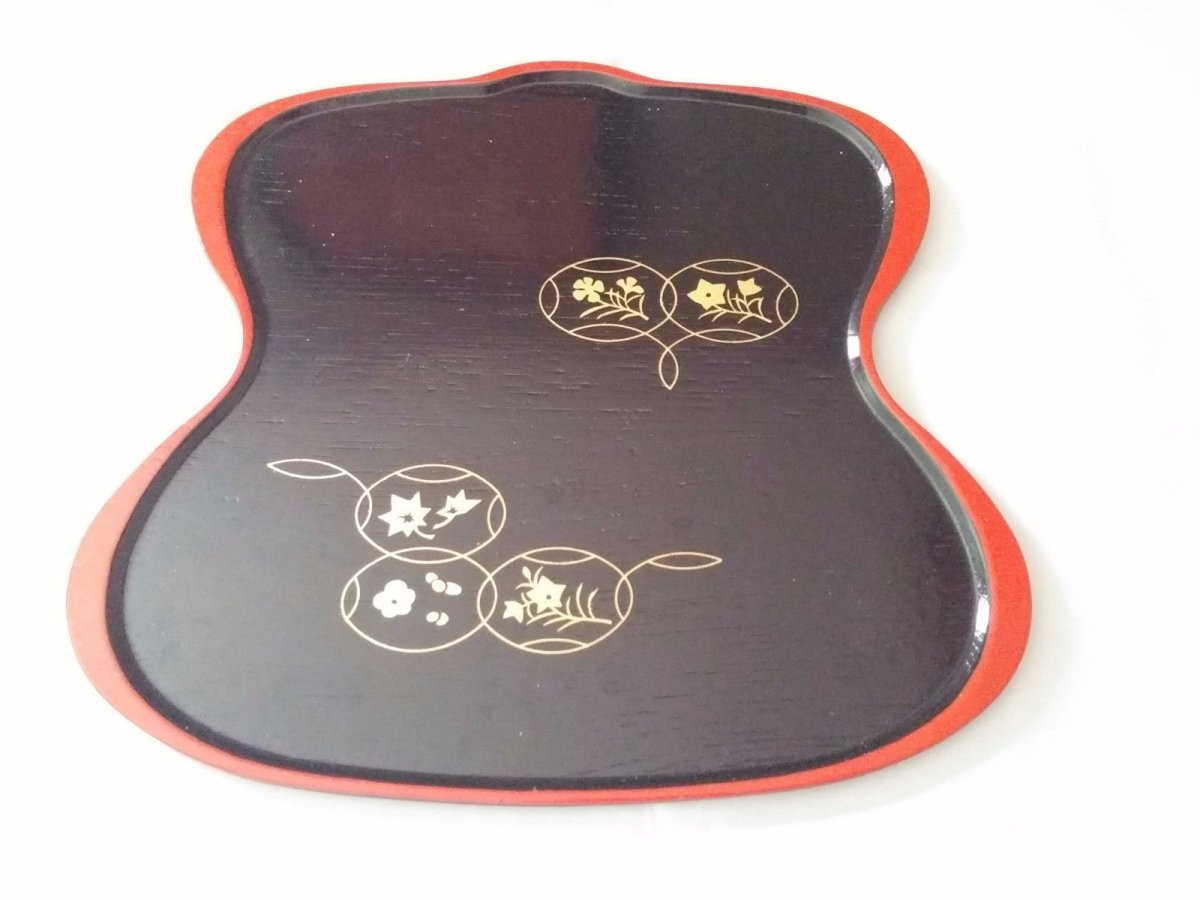 Vintage Black & Red Japanese Serving Display Tray Gold Ornamental Modern Design - Dirty30 Vintage
