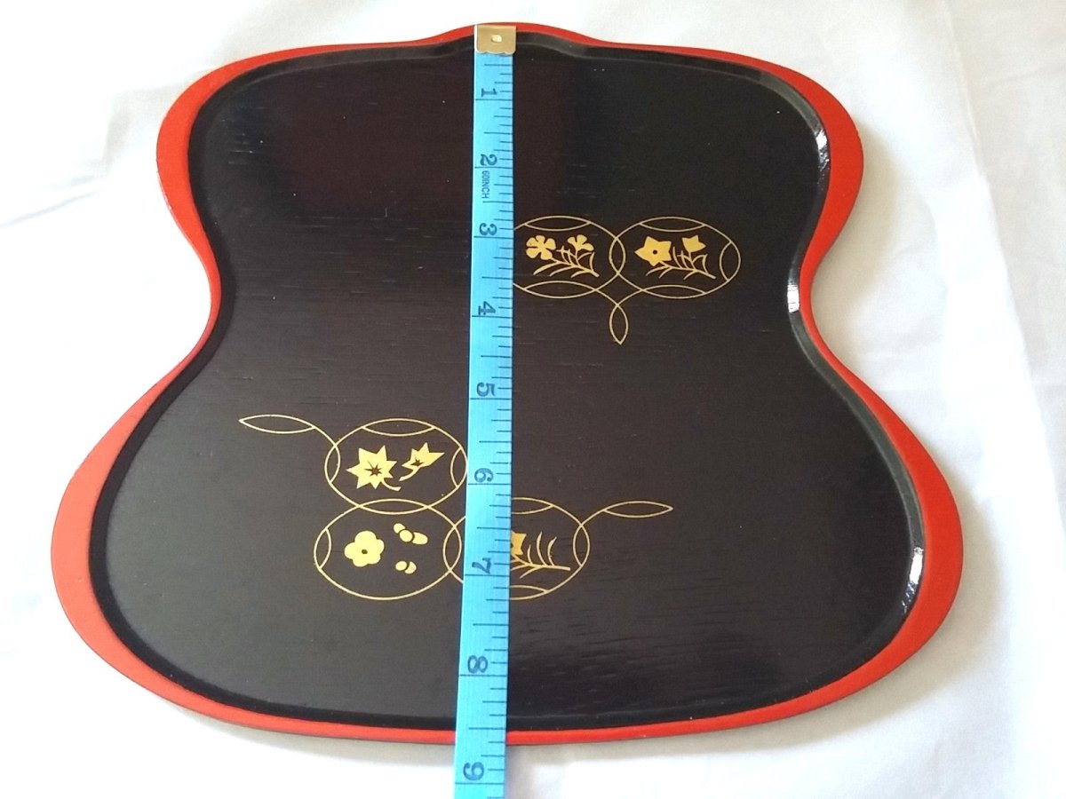 Vintage Black & Red Japanese Serving Display Tray Gold Ornamental Modern Design - Dirty30 Vintage