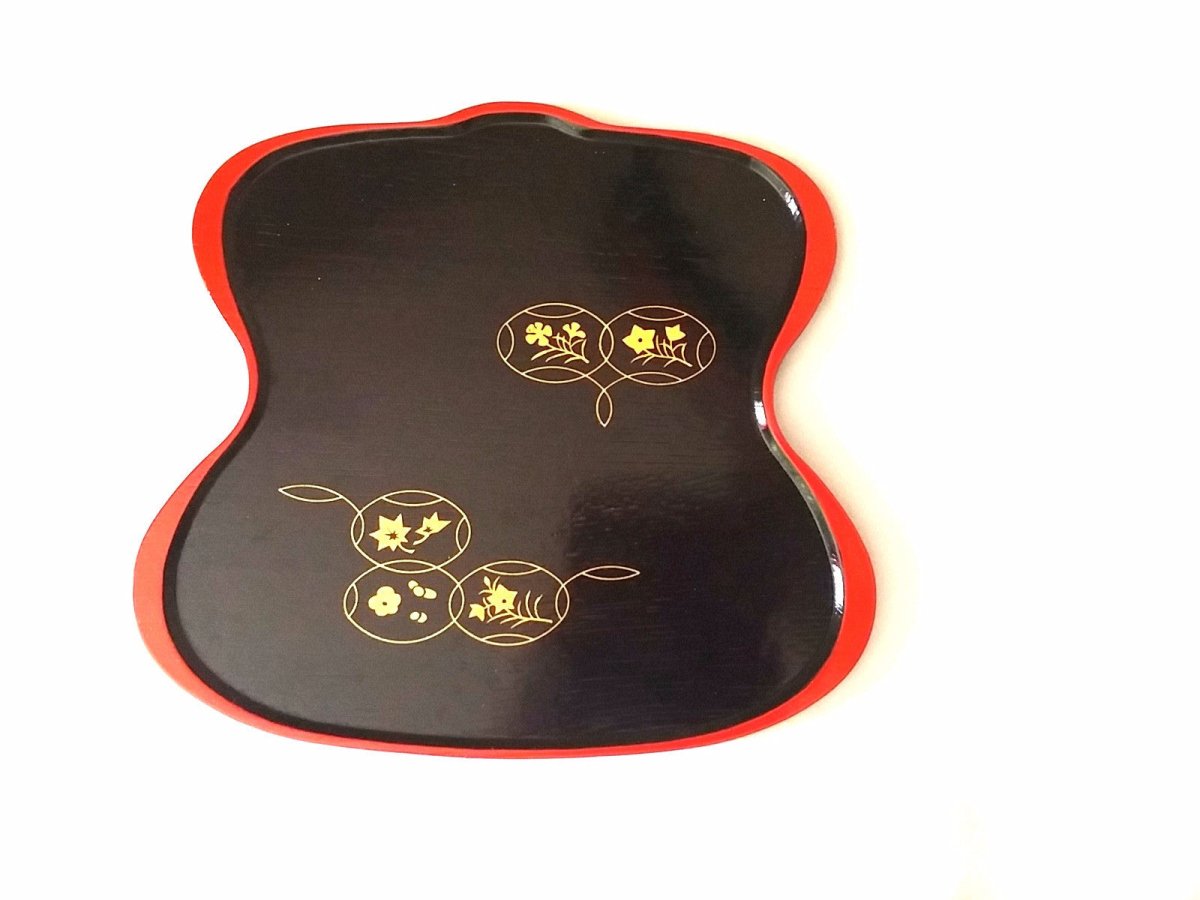 Vintage Black & Red Japanese Serving Display Tray Gold Ornamental Modern Design - Dirty30 Vintage
