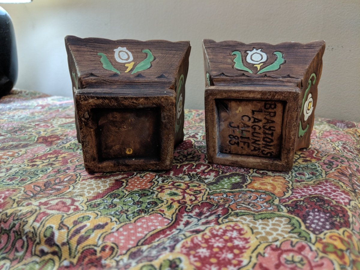 Vintage Brayton Laguna Brown Ceramic Pottery Candlestick Holders - Dirty30 Vintage