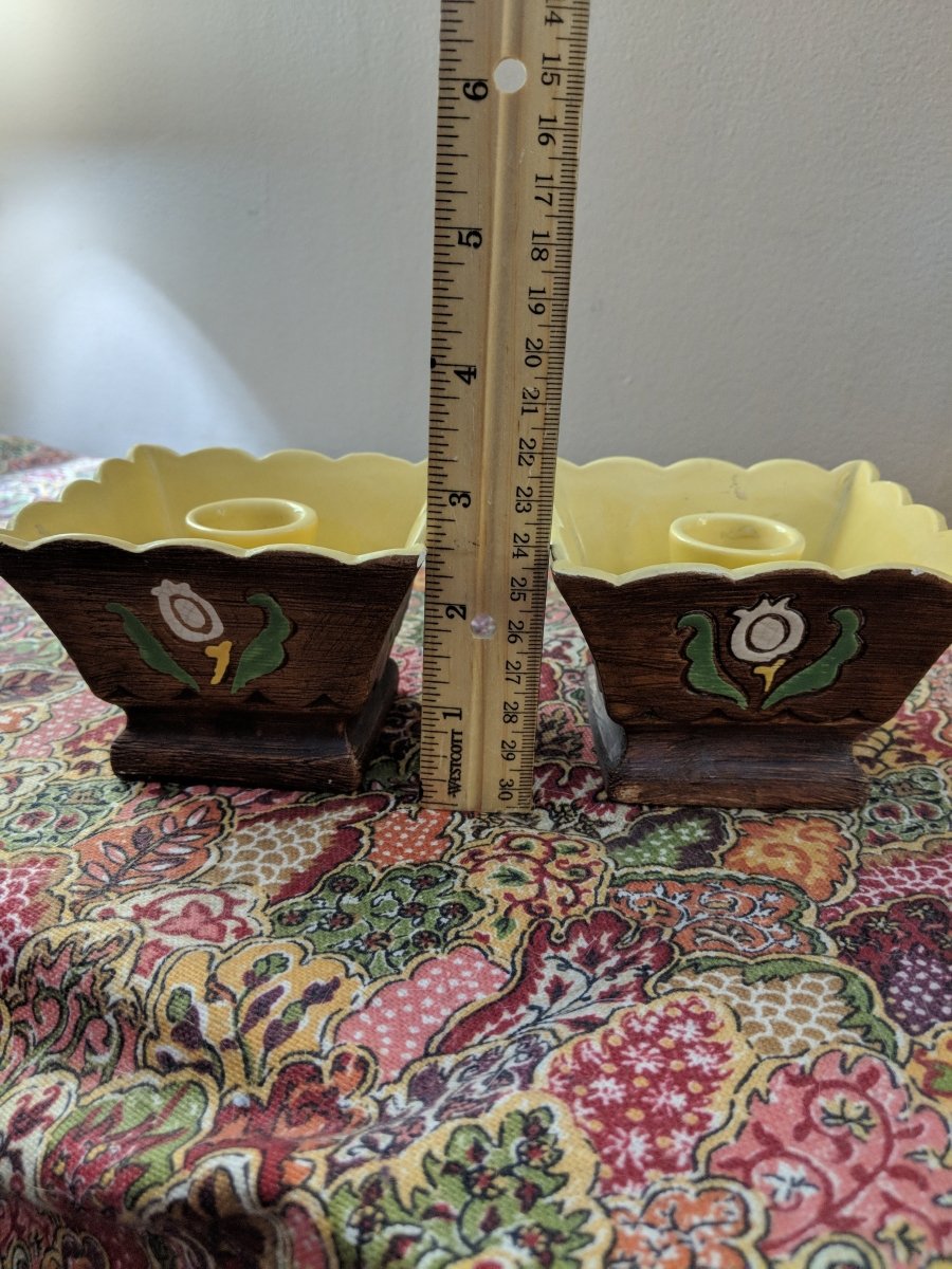 Vintage Brayton Laguna Brown Ceramic Pottery Candlestick Holders - Dirty30 Vintage