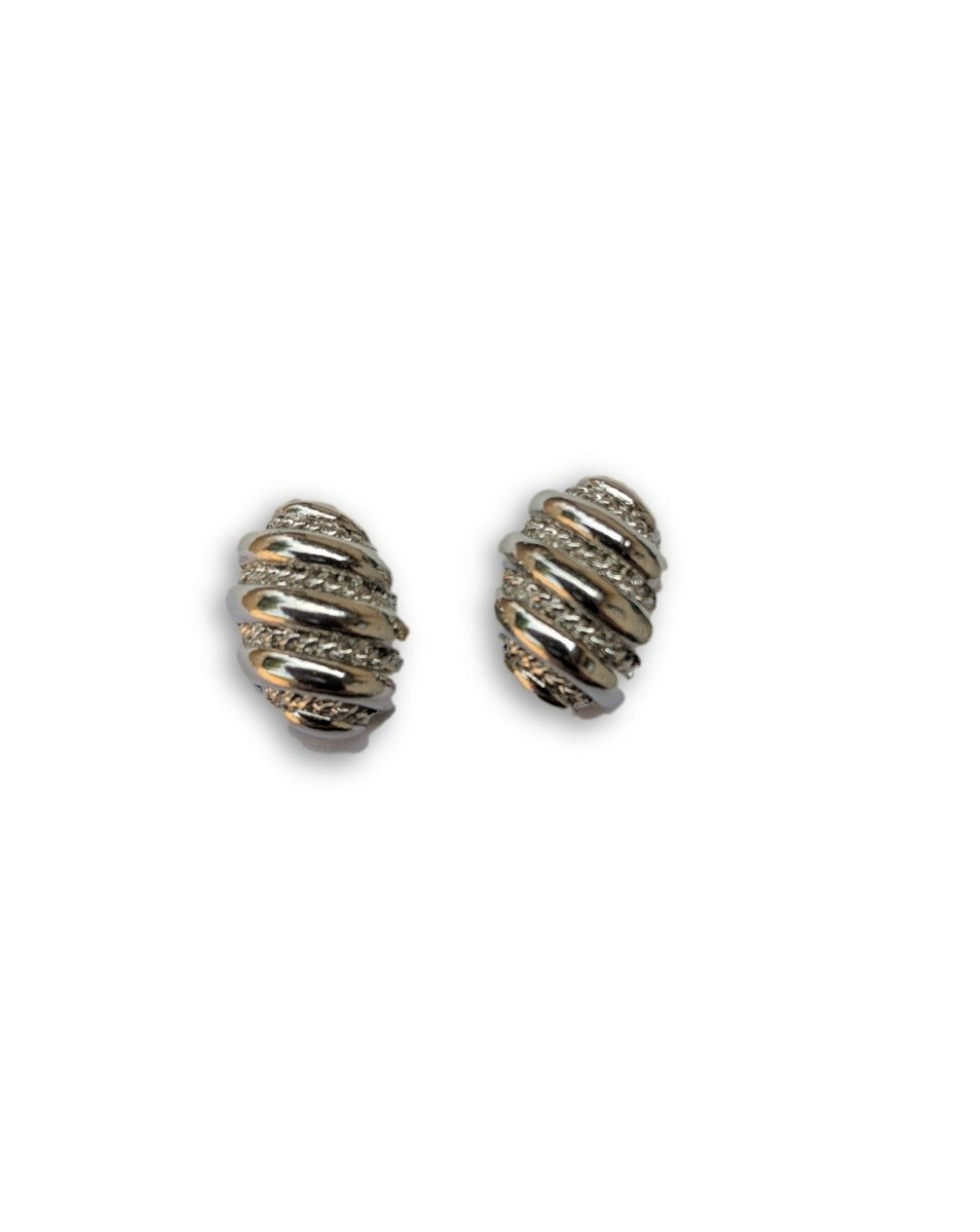 Vintage Earrings Small Silver Tone Ear Hugger Clip - Dirty30 Vintage