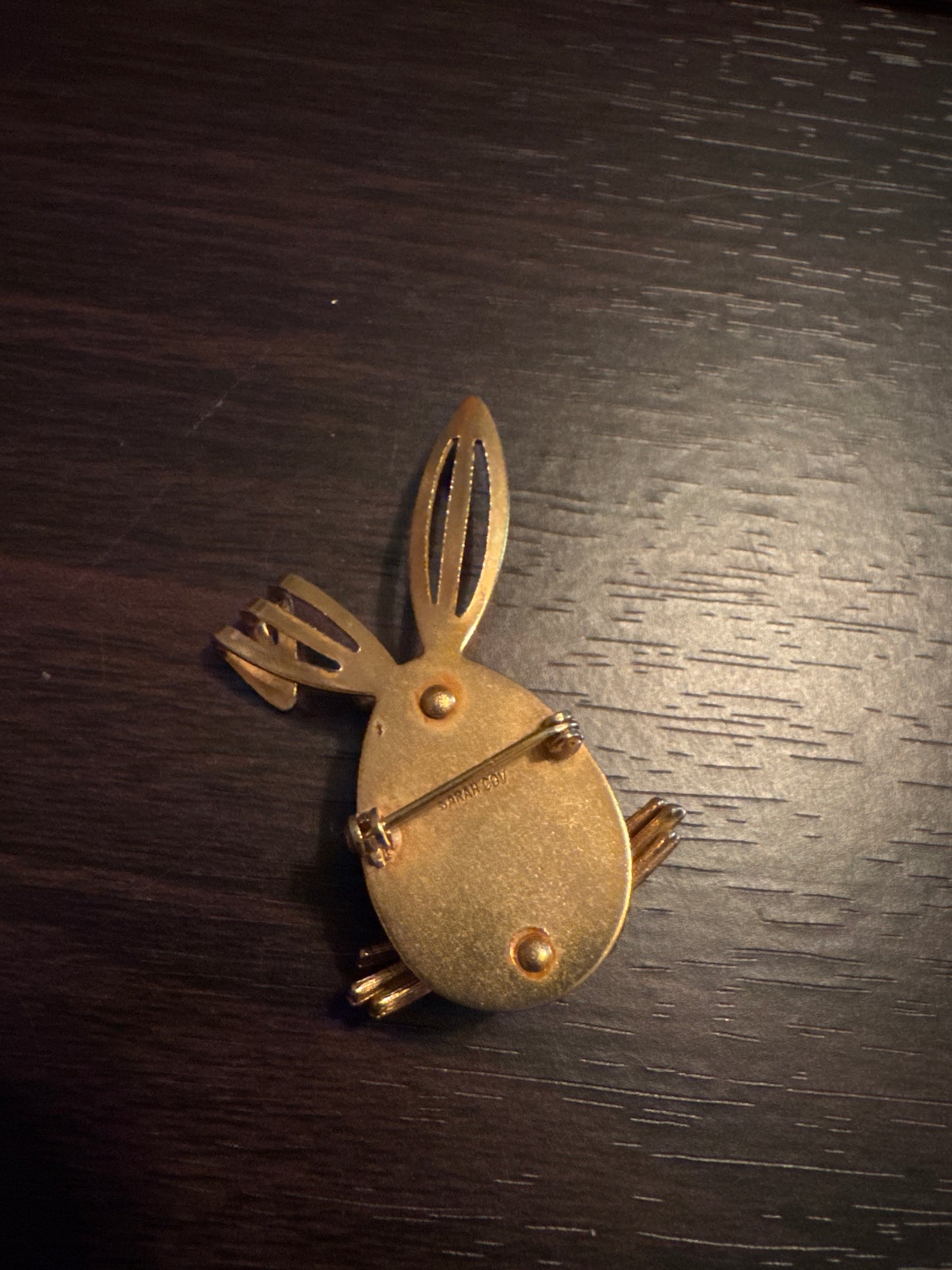 Vintage Sarah Coventry Gold Winking Rabbit Brooch - Whimsical Signed Pin