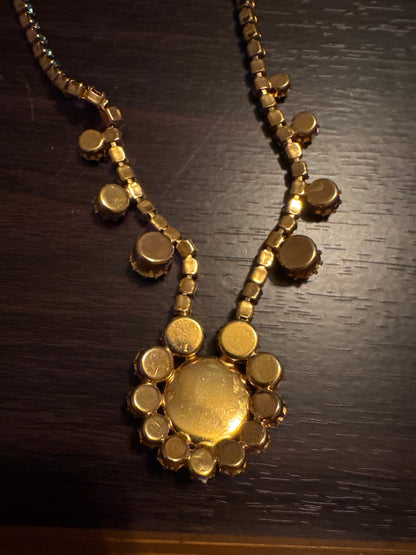 Blue Rhinestone & Turquoise Necklace - Bohemian Goddess Style