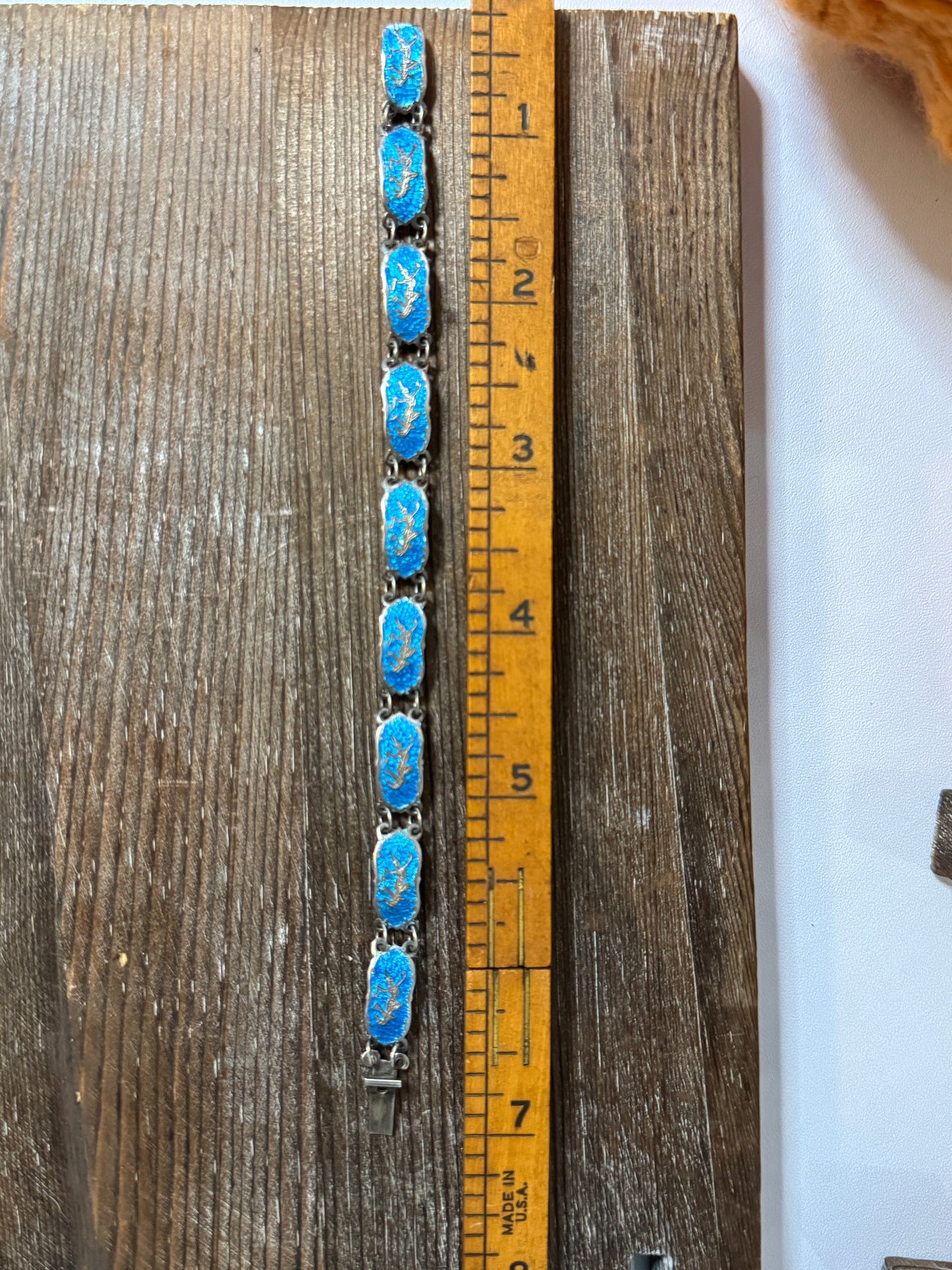 Vintage Siam Sterling Silver Blue Enamel Jewelry Set – Bracelet, Earrings & Pendant | Thai Goddess Mekkala Niello Style, Mid-Century Export Jewelry