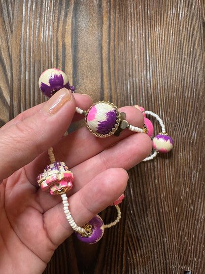 Purple + Pink Wood Jig Saw Puzzle Necklace