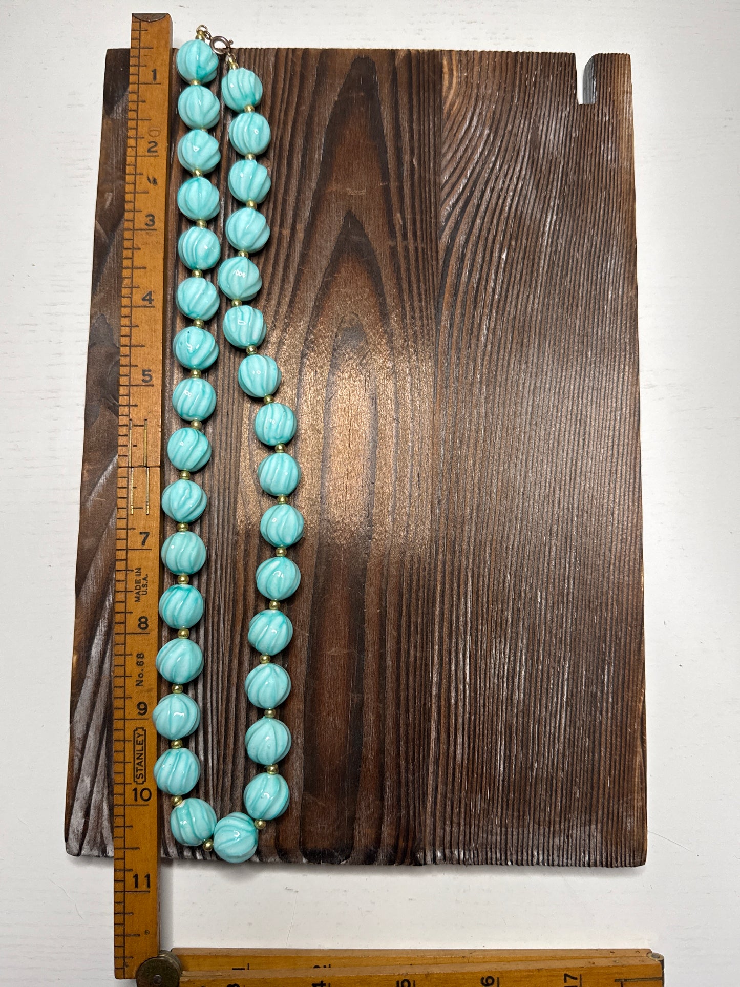 Vintage Turquoise Blue Beaded Necklace & Earring Set - Bohemian Ocean Vibes