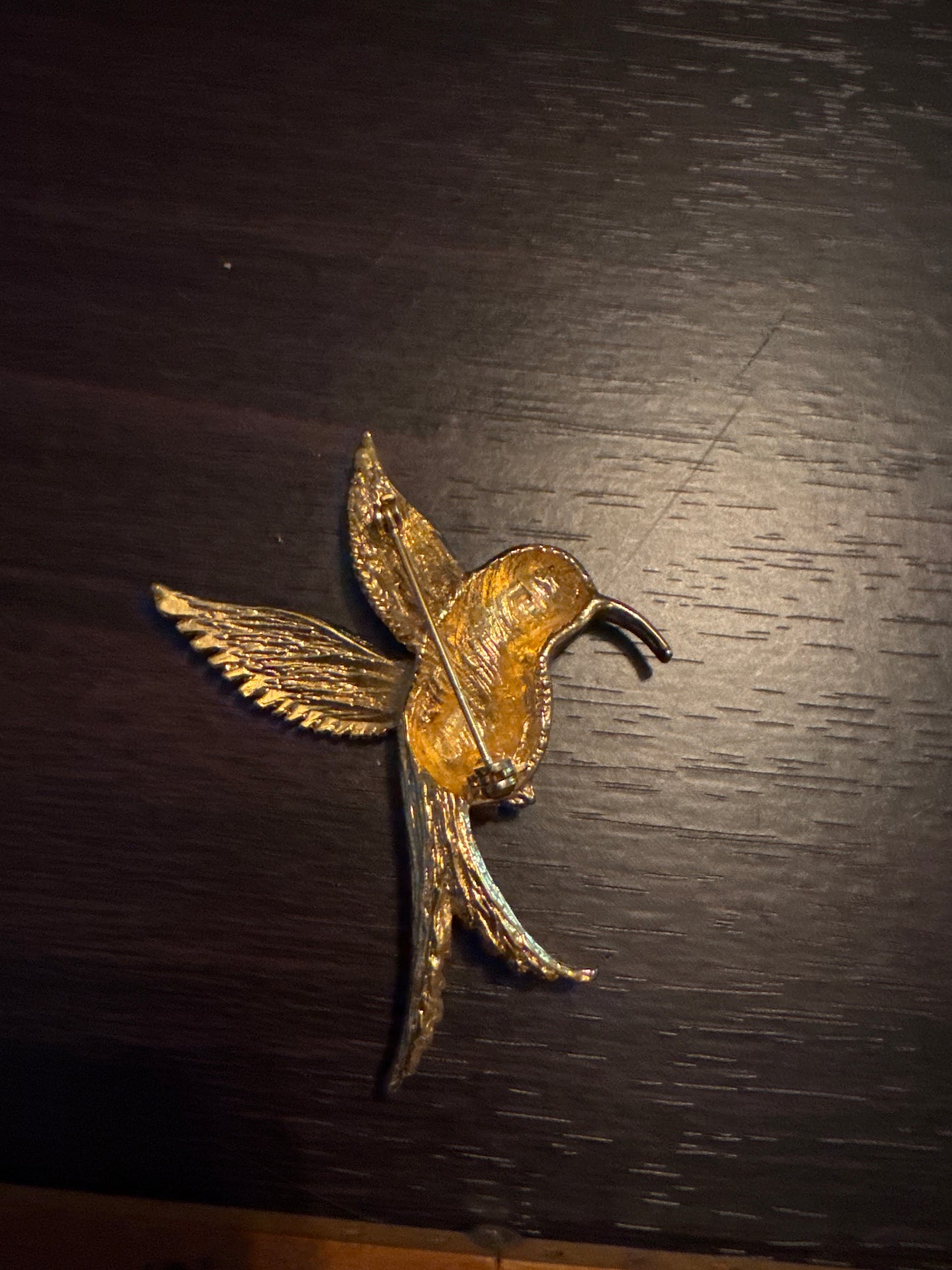 Vintage Enamel Hummingbird Brooch - Tropical Garden Pin