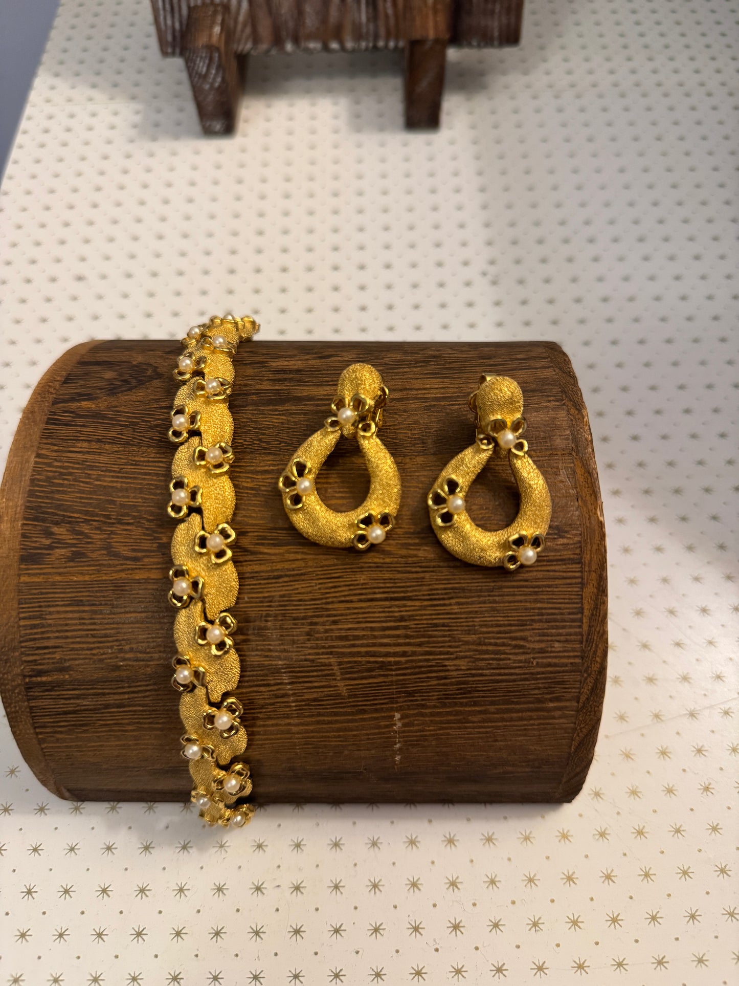 Crown Trifari Vintage Bracelet + Earrings