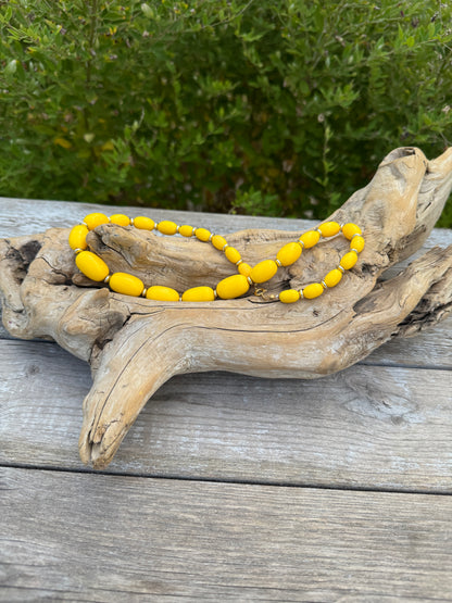 Vintage Yellow Beaded Necklace