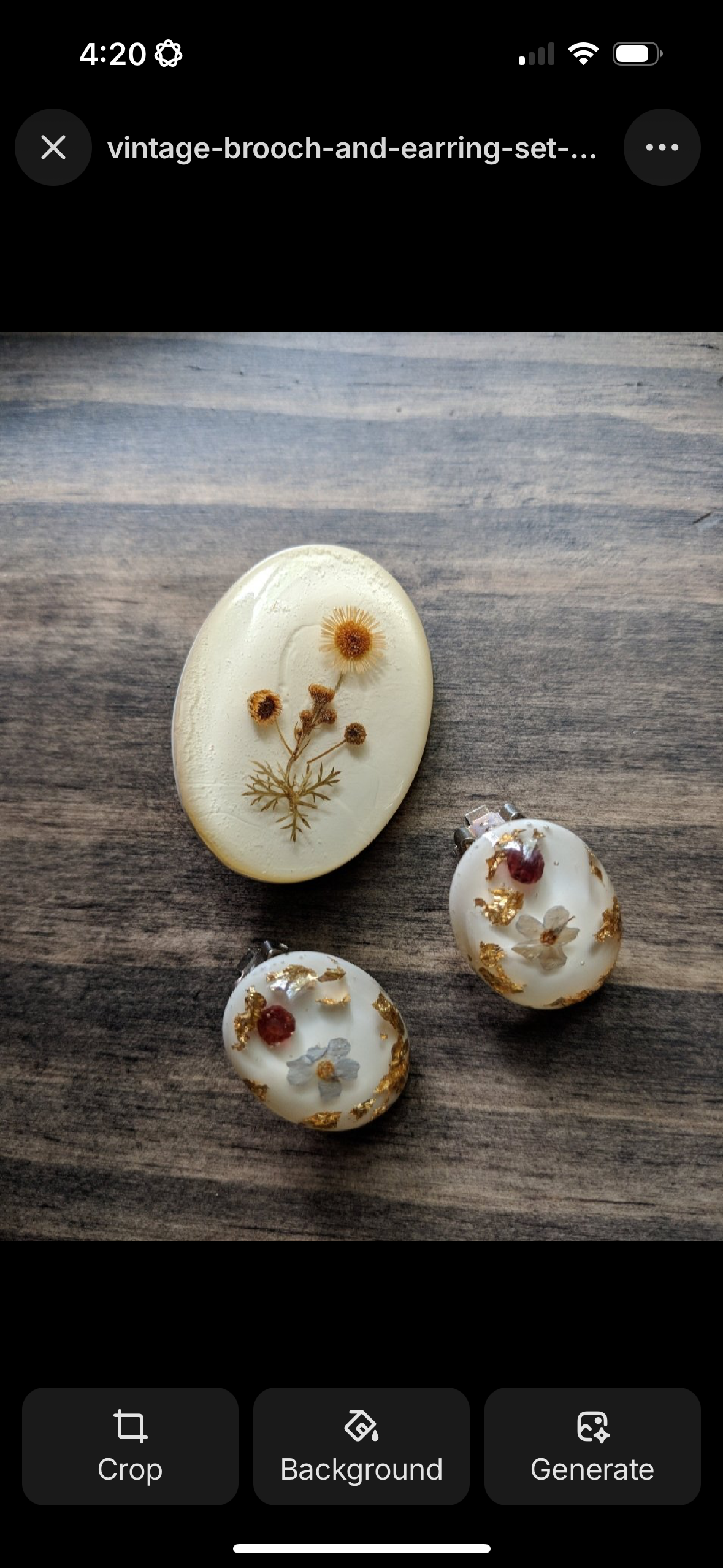 Vintage 1960s Dried Flower Resin Brooch & Earrings Set | Real Pressed Flower Jewelry | Mid-Century Nature Keepsake